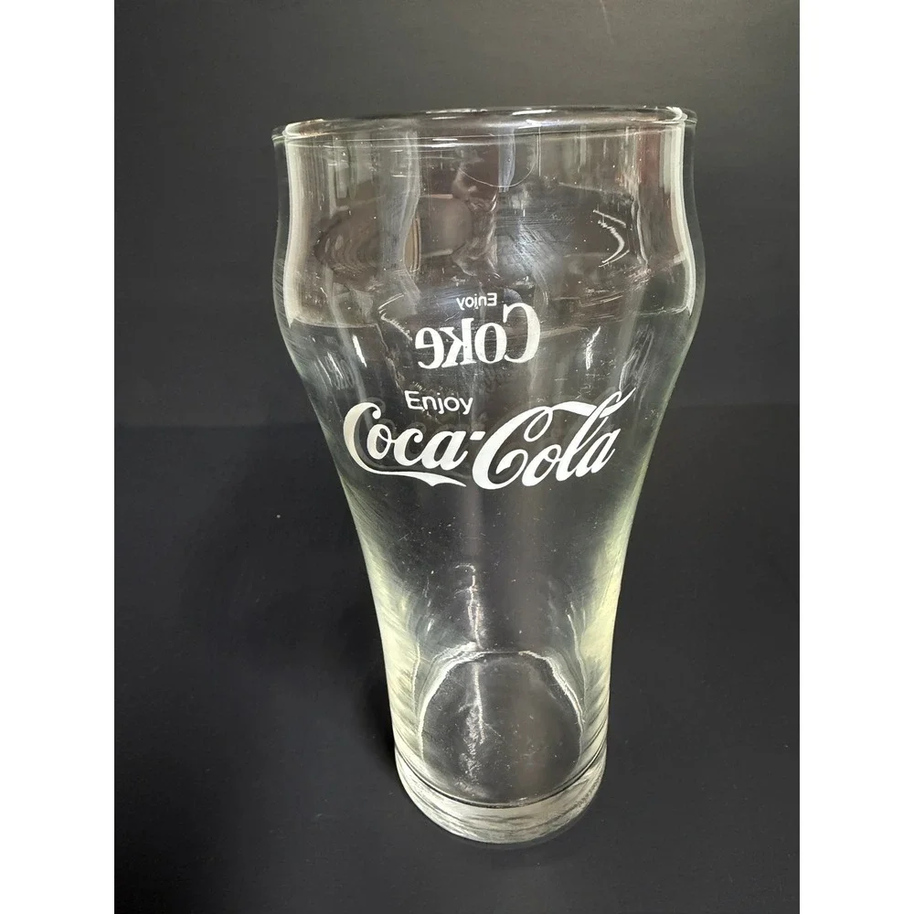Vintage Coca-Cola Enjoy Coke White Logo Flared‎ Bell Soda Glass 6 Inch Tumbler